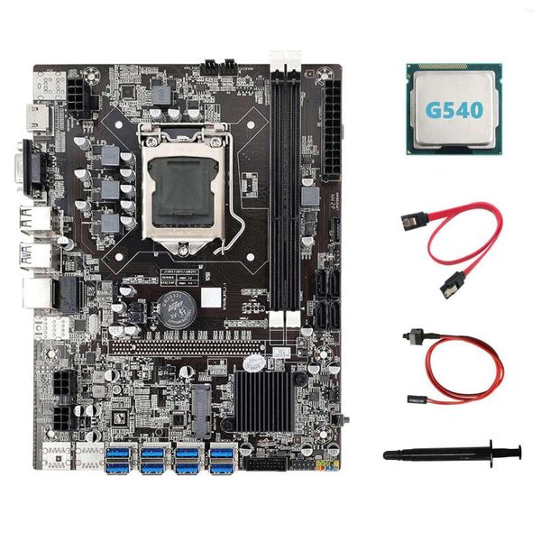 Moederborden B75 ETH Mijnbouw Moederbord 8XPCIE Naar USB G540 CPU Koelpasta SATA Kabel Schakelaar LGA1155 Mijnwerker