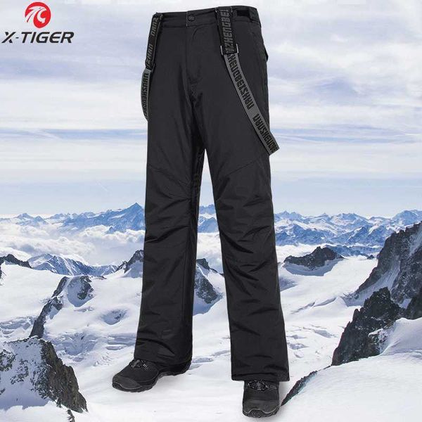 Kayak Bib Pantolon X-Tiger Erkekler Sıcak kar pantolonları Kış Rüzgar Rüzgar Geçirmez Su Geçirmez Açık Spor Snowboard L221025