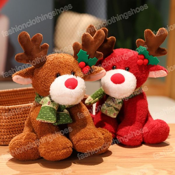 32 cm cartone animato alce marrone peluche albero di natale decro peluche cuscino morbido per bambini regali bambola