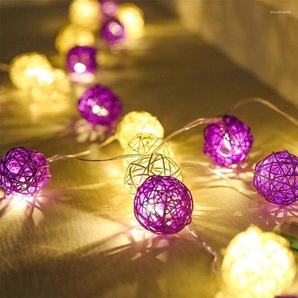 Strings batteriebetriebene 3m 30 Rattan Ball LED String Fairy Light Weihnachtslicht Outdoor Guvirande Lumineuse Luces Decorativas