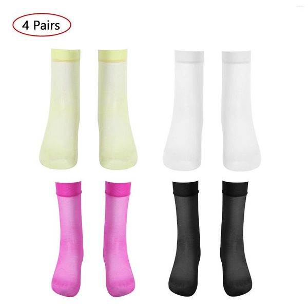 Calzini da uomo 4 paia Uomo Pure Color Summer Set Elastic See Through Mesh Short Knee High Calzino Ultra Thin Sheer Traspirante Socken