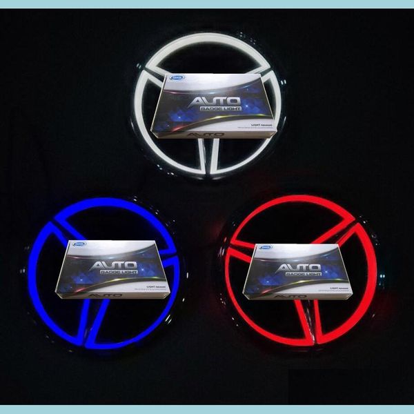 Dekoratif Işıklar 5D Araba Rozetleri Led Logo Işığı Amblem Beyaz Kırmızı Mavi BB Arka Stil Rozeti Lambası Harici Işıklar Damla Teslimat 2022 M Dhjoy