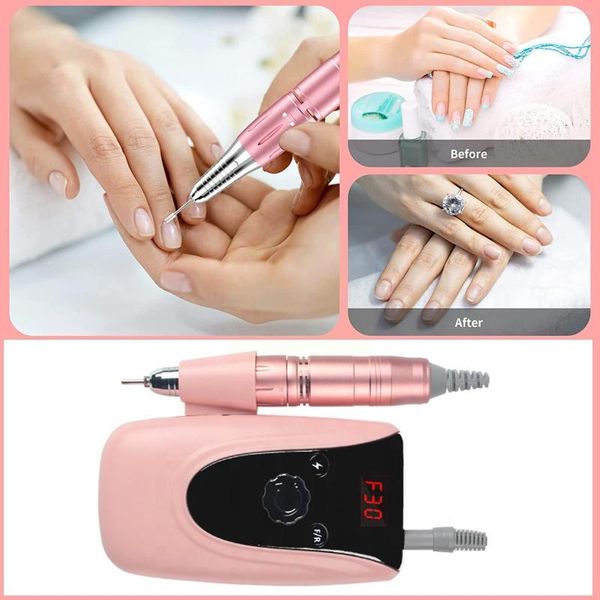 Nail Art Kits Tragbare elektrische Bohrmaschine Professionelles Efile-Kit für Acrylgelnägel Maniküre Pediküre Polierformwerkzeug Q8E1