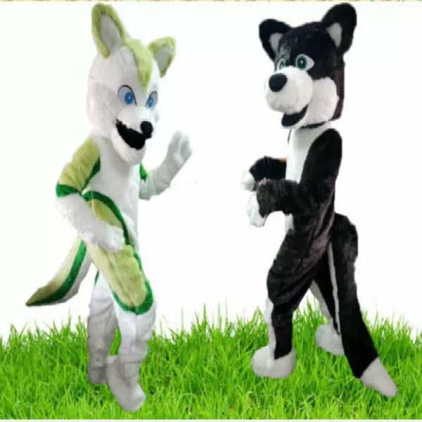 2022 Костюм талисмана кукол Хэллоуин длинный меховой волк Husky Dog Wolf Fox Feursuit Party Game Drapting Adverting Carnival Рождественская пасхальная пасха