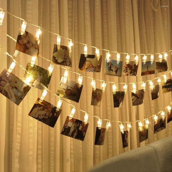 Strings 10/20/40 LED Po Clip String Light Powered Pegs Fadas Festa de Casamento Guirlanda Cartões Pos Holder Natal