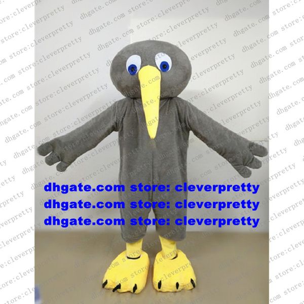 Traje de mascote de pássaro cinza kiwi traje de desenho animado de caráter de caráter de caráter marketplstar marketplgenius campanha de publicidade zx2124