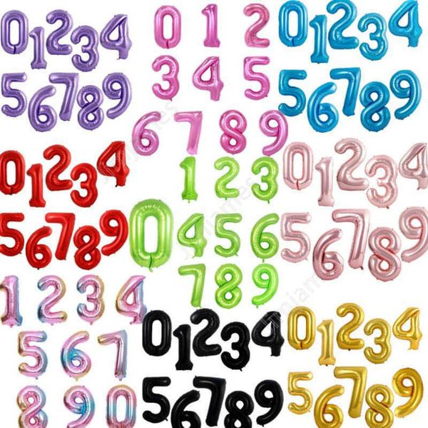 40-дюймовый большие числа шар для вечеринки 0-9 цифровых цифр гелиевой фольги баллоны детский душ.