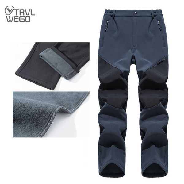 Calça de esqui calças de inverno homens fece pano grosso quente à prova d'água quentes de esqui à esqui de trekking acampamento ao ar livre Campo de camping ao ar livre L221025