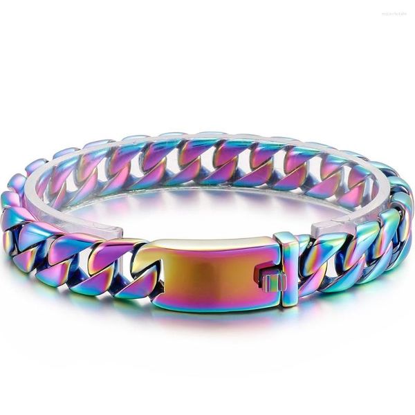 Pulseiras de link de aço inoxidável de aço cubano colares/pulseiras para homens azul colorido colorido sem níquel hipoalergênico presente