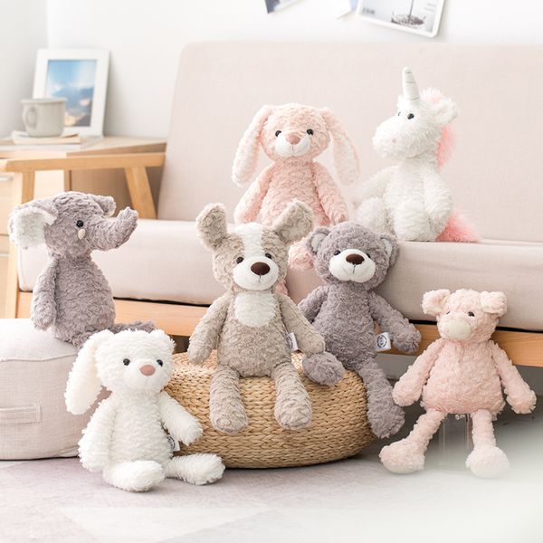 Weiche 40 cm lange Beine Hase Teddybär Hund Elefant Einhorn Gefüllte Cartoon-Tiere Baby Appease Spielzeugpuppe D34