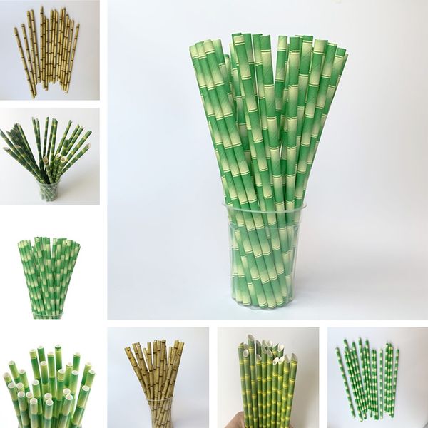 Bere cannucce Biodegradabili in bambù Straw Green Paper Punws Barware Eco Friendly 25 PCS /Bag Lt125