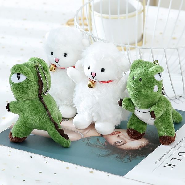 Simpatico dinosauro pecora peluche portachiavi giocattolo adorabili animali di peluche regalo per bambini borsa pendente decorazione portachiavi a sfera