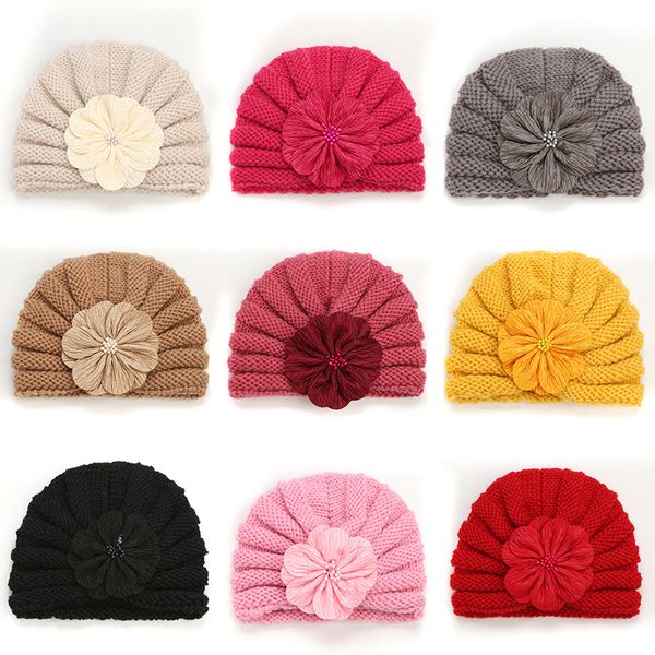 Bebekler sıcak bebek beanie şapkalar yay örgü çocuklar örgü kız şapkalar toddler katı sıcak