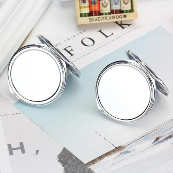 Schmuckbeutel Tragbare Make-up-Spiegel Silber leer rund herzförmig ovaler Taschenspiegel für DIY-Mädchen-Frauen-Kosmetiktasche-Schönheitswerkzeuge