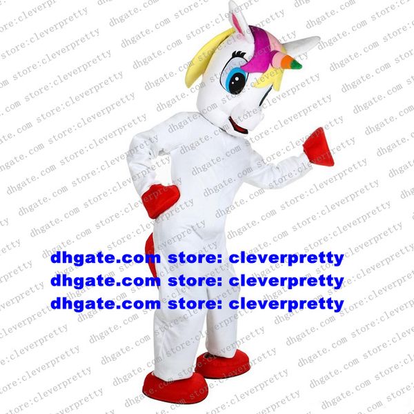 Rainbow Pony Uçan At Maskot Kostümü Unicorn Ainkhuern Unimon Tek Açılı Karikatür Karakter Kıyafet Takım Partisi Onur Yapın ZX379