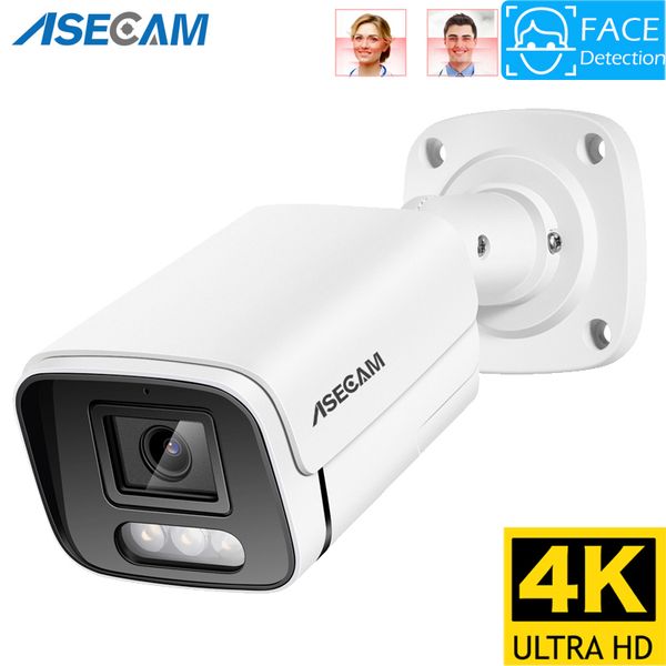 C￢meras de c￢meras de c￢meras de 8mp 4k IP C￢mera externa Detec￧￣o de face Ai H.265 Bullet CCTV RTSP Color Night Vision 4MP Poe C￢mera de seguran￧a de ￡udio humano 221025