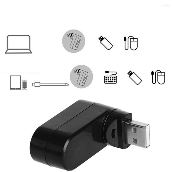 1pc Mini 3 Porte USB 2.0 Ruota Hub Adattatore Splitter Per Computer Portatile Notebook 180 Girevole Accessori di Espansione