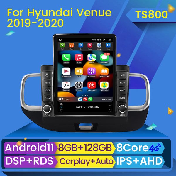 CAR DVD GPS HEADUNIT Multimedia Player para Hyundai Venue Direct Direct Drive Drive 2019 2020 Radio de navegação Android 11 Vídeo automático