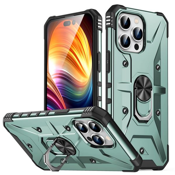 Casos de suporte de metal híbrido de grau militar Casos de suporte de carro magnético Tampa robusta à prova de choque para iPhone 14 13 Pro Max 12 11 XR XS 8 Plus Samsung S20 S21 Fe S22 Ultra