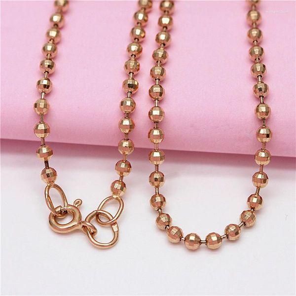 Correntes 585 Purple Gold Plated 14K Rose Shiny Ball Bead Chain Neckalce para Mulher Fashion Classic Hip Hop Party Jewelry Gift