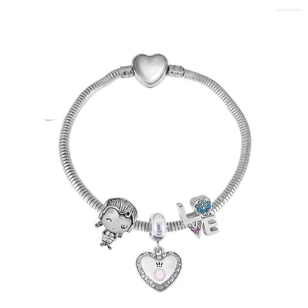 Charme Armbänder Antike Original Liebe Prinzessin Form 6 Modles Für Frauen Glas Perlen Marke Armband Armreif DIY Schmuck Geschenke