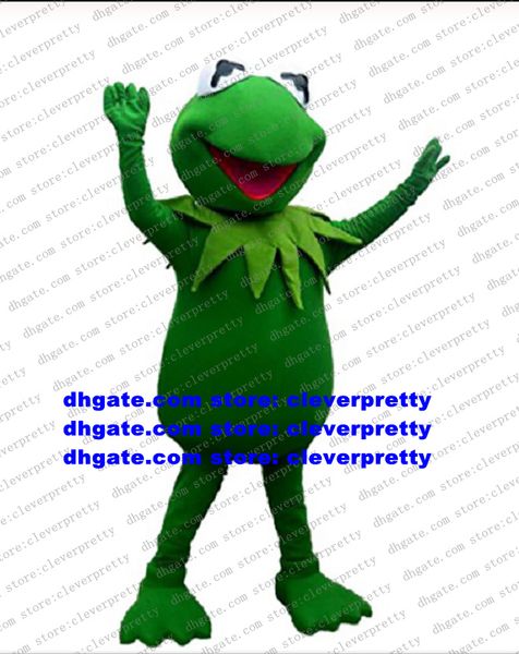 Costume da mascotte rana verde Kermit per adulti personaggio dei cartoni animati vestito per accogliere gli ospiti briefing stampa di routine CX4039