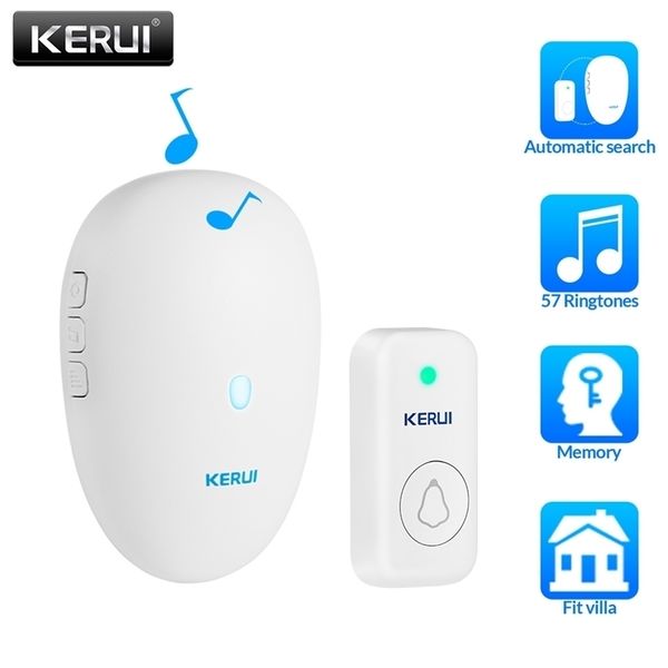 Doorbells Kerui M521 Açık Kablosuz Kapı Zili Akıllı Ev Güvenlik Hoş Geldiniz Chime Kit Kapı Çanı Alarm LED Işık Düğmesi Pil 221025