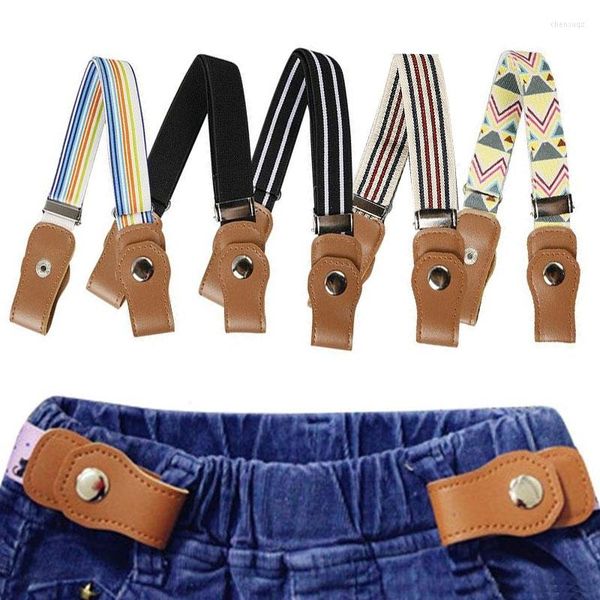 Cintos elásticos cinturões de cintura elástica Crianças ajustáveis ​​para meninos meninas Anti dedução Jeans infantil Tipo de botão do tipo