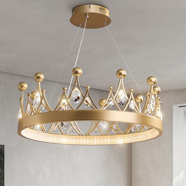 Moderne Kronen-Kristall-Pendelleuchten, amerikanische Luxus-glänzende Pendelleuchten, LED-europäische Art-Deco-Hängeleuchter, elegantes Wohnzimmer-Schlafzimmer-Droplight