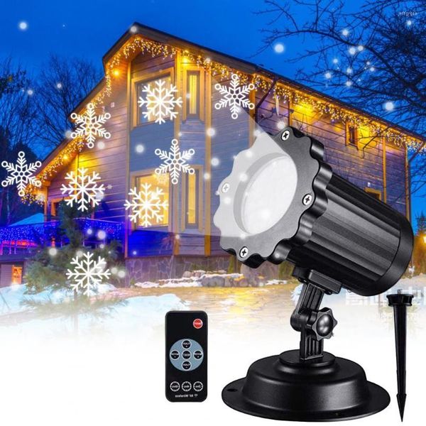 Set proiettore di illuminazione con fiocco di neve IP65 impermeabile telecomando RF luce notturna decorativa bianca nevicata Noel