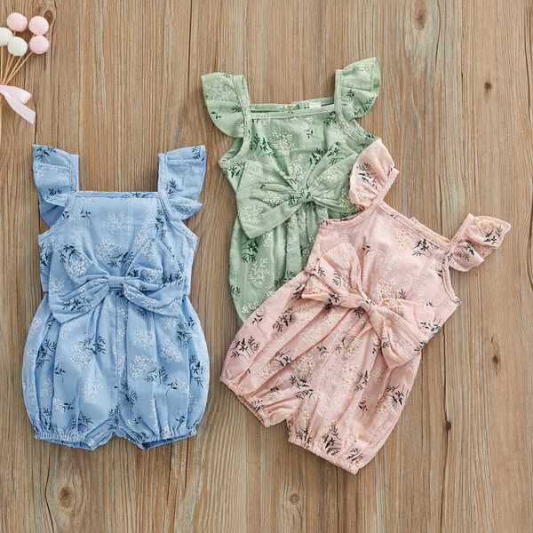 Rompers Baby Girl Mite Romper Romper Print Print Rouffles Ruffles Promesuits Playsuit Летняя одежда для малышей J220922