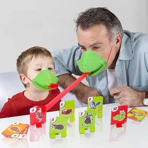 Chameleon Lizard Mask com cartas abanando a língua de brinquedo para a festa da festa de trabalho divertido lamber interação pai-filho para crianças d38