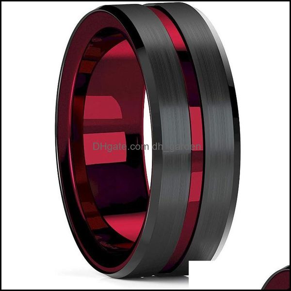 Fedi Nuziali Fedi Nuziali Moda Uomo 8Mm Nero Tungsteno Anello Drago Celtico Intarsiato Zircone Viola Punk Acciaio Inossidabile Fibra Di Carbonio Dhrlq