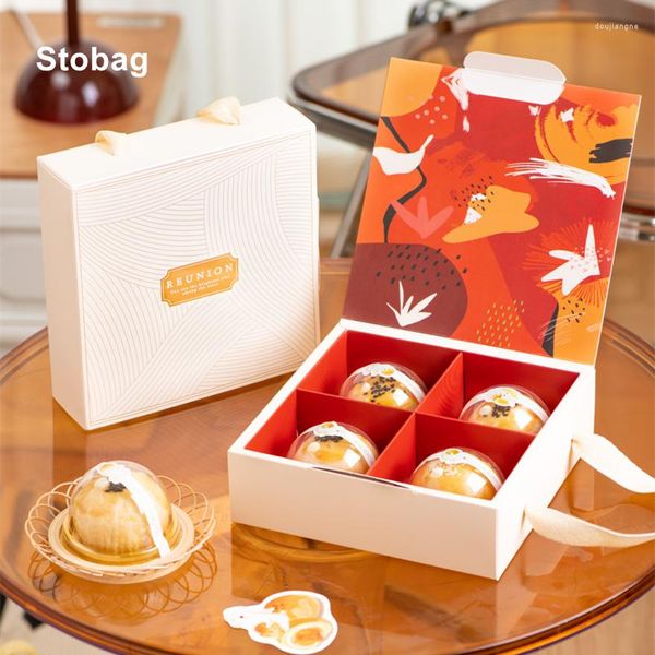 GREST STOBAG 5PCS Kraft Paper Cupcake Boxes de ovo Gema Crocp Bolo Pudding Baking Paking para Festival de Aniversário de Casamento de Padaria