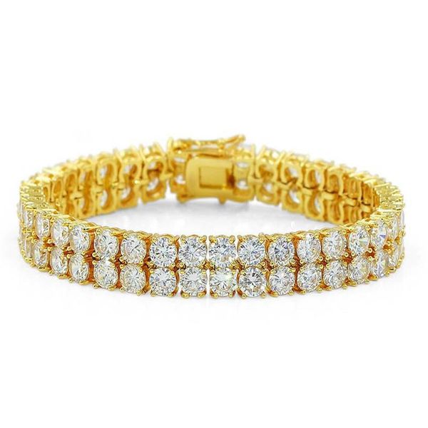 2018 18K Gold Plated Men Charme simulado diamante Miami Bracelets cubanos Iced Out Bling Rhinestone Chains Hip Hop Jewelry Mens Jewerly KK266L