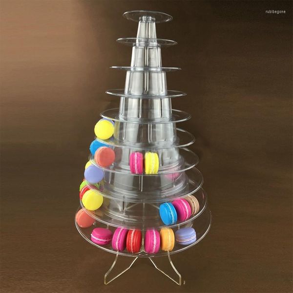 Bakeware Tools Macaron Display Stand Cake Cupcake Tower Rack Bandejas de bandeja para sobremesas Table Stands de casamento decoração de barra de doces