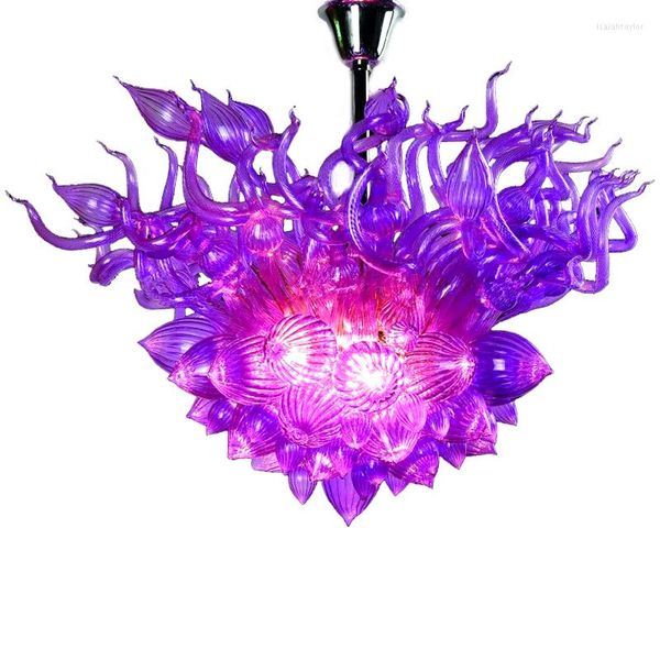 Lampade a sospensione Unique Twist Design speciale Colore viola Lampadario in cristallo di vetro soffiato a mano