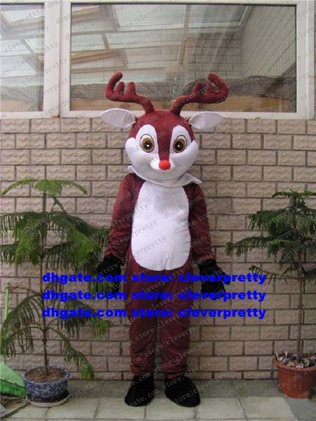 Rudolph The Red Nosed Deer Reindeer Mascot Costume Mascotte Caribou Rangifer Personaggio dei cartoni animati per adulti Outfit Suit Qualcuno all'interno della scuola materna No.813