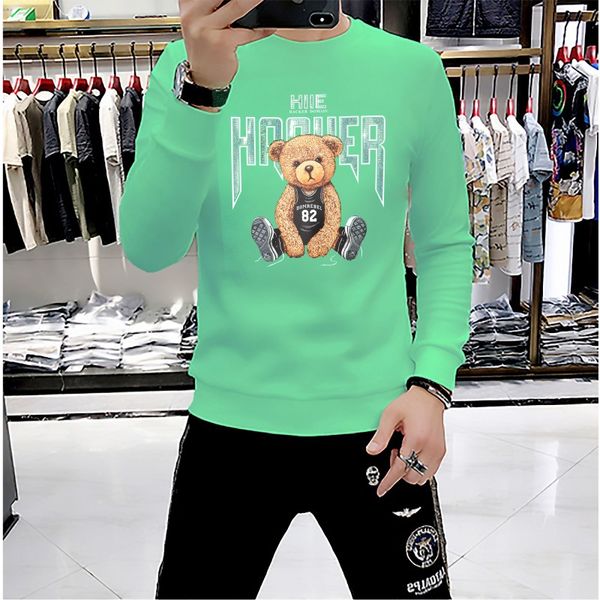 Moletons masculinos Novo inverno ocidental diamantes quentes design urso logotipo bordado camisa de manga comprida algodão de alta qualidade multicolorido fino gola redonda pulôver casual M-4XL