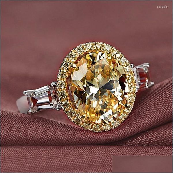 Anéis de casamento Anéis de casamento de alta qualidade moda ouro senhoras anel conjunto com strass oval zircão noivado para mulheres mão jóias dhzbo