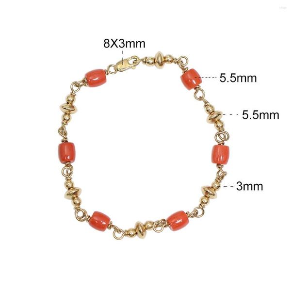 Braccialetti Link Beadsnice Bracciale pieno oro con corallo rosso donazione di gioielli fatti a mano 39751