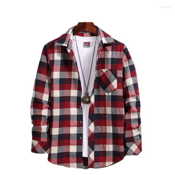 Frauen Blusen 2022 Plaid Shirts Frauen Top Und Langarm Baumwolle Damen Casual Blusas Eine Tasche Lose Weibliche Kariertes hemd