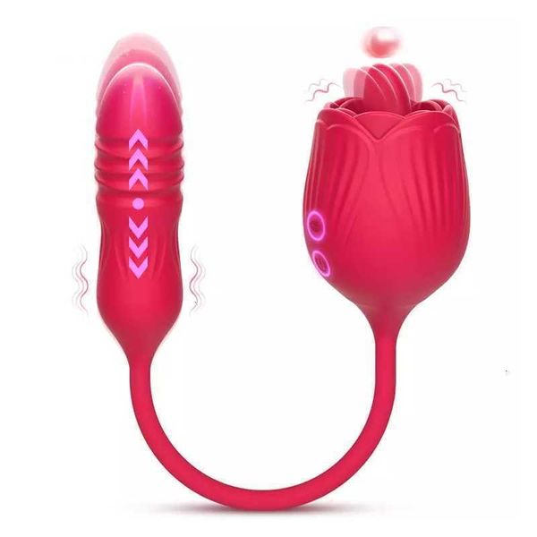 Massageador de adultos Adoro o ovo Toys Toys com a língua lambendo a rosa vibrador empurrando vibrador para mulheres clitóris estimulador