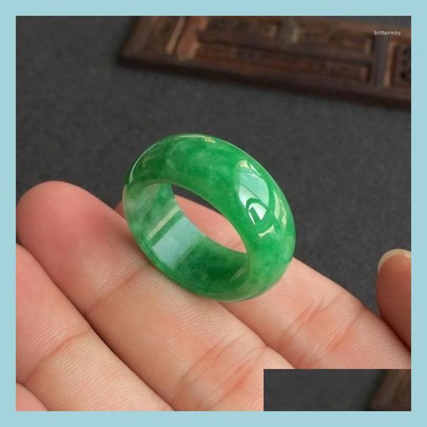 Ringos de cluster Ringos de cluster Green Green Jade Anel Jadeite AMET moda chinesa j￳ias de joias manualmente artesanato de sorte Gifts Mulheres M DHWCS