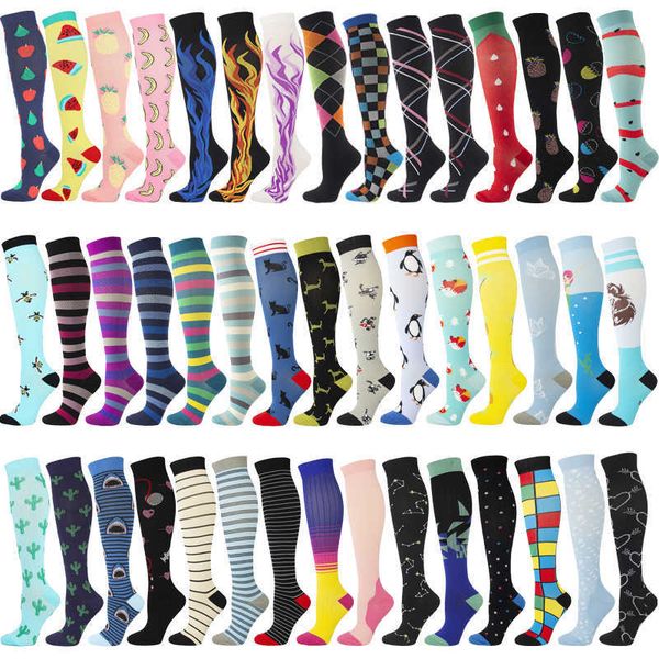 Sports Socks Compression Running Marathon Men Women Nylon Leg Rouphe Stockings Outdoor para Edema Médico Varicose Veias L221026