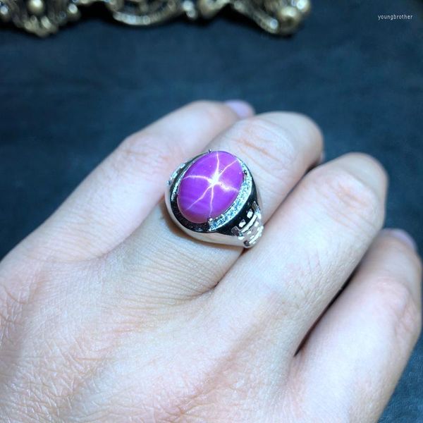 Кластерные кольца Большая распродажа сильная очаровательная розовая звезда Рубиновое драгоценное камень кольцо для мужчины.