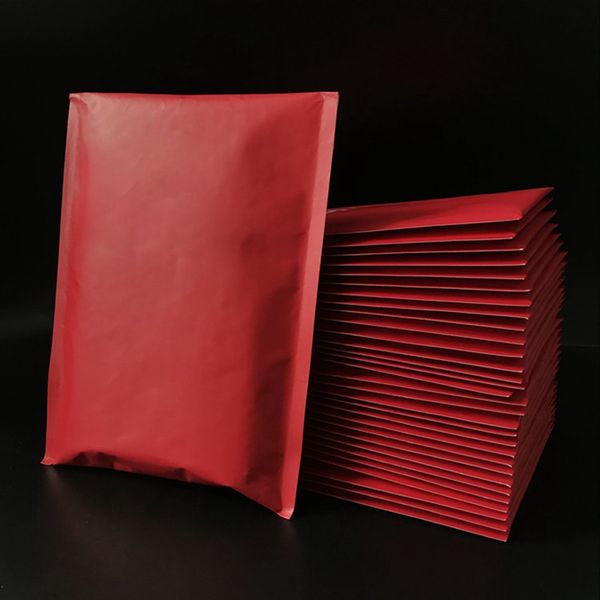 18x23cm Rosso Busta a bolle di carta kraft impermeabile rossa Buste per posta Busta per posta Busta per imballaggio autoadesiva in schiuma