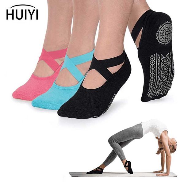 Sports Sports Yoga para mulheres Anti-Slip Grip Straps Bandagem Algodão Meia Pilates Pilates Pure Barre Balt Dance Barot Workout L221026