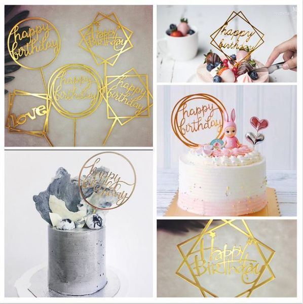 Festive Supplies 1 Stück Acryl-Kuchenaufsatz für Geburtstag, Cupcake-Flagge, Happy Love, Babyparty, Party, Hochzeit, Dekoration