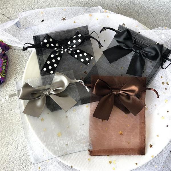 Geschenkpapier 50 Stück exquisite Perlengazebeutel Schleife Süßigkeiten Schmuck Verpackung Taschen Hochzeit Seife Trockenblume Schleife Kordelzug Garn 2022